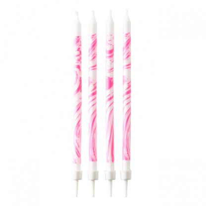12 Candles Birthday Marbled Pink Height 12 cm