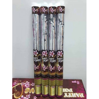 60cm Metallic Silver Flakes Confetti Popper