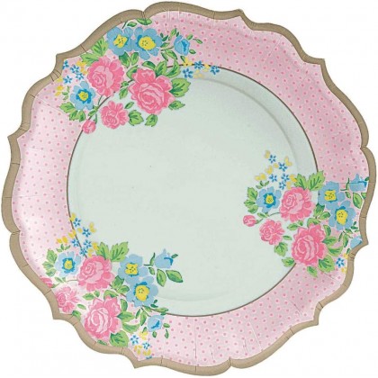 Tea Party Shaped Plates  10.5 in