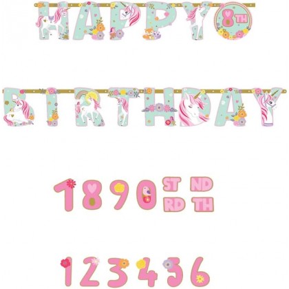 Letter Banner Magical Unicorn Paper Personalizable 320 x 25.4 cm