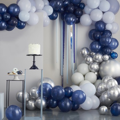 Luxe Silver, Navy & Blue Balloon Arch Kit