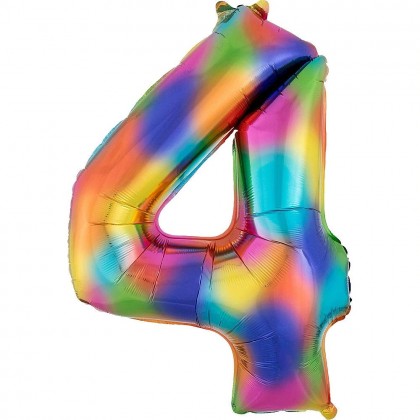 L34 35" Number 4 Rainbow Splash