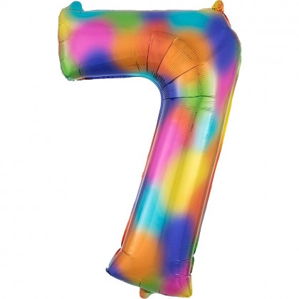 L34 35" Number 7 Rainbow Splash