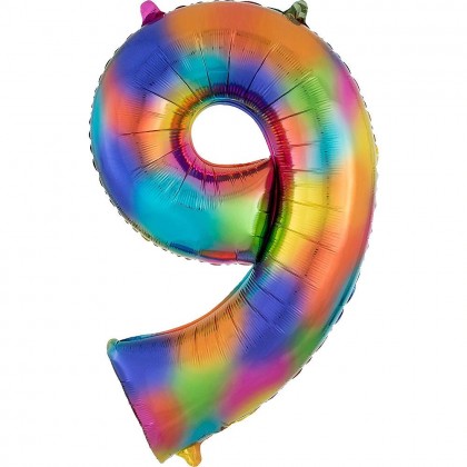 L34 35" Number 9 Rainbow Splash