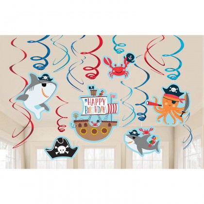 Ahoy Birthday Value Pack Swirl Decorations - Paper