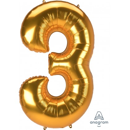 L53 54" Jumbo Number "3" Gold SuperShape