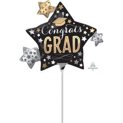 A30 9" Satin Infused Grad Stars Mini Shape Foil Balloon