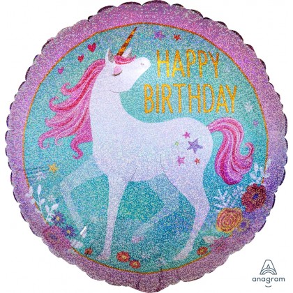 S55 17" Magical Unicorn Happy Birthday  Standard Holographic
