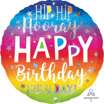 S55 18" Hip Hop Hooray Birthday Standard Holographic™