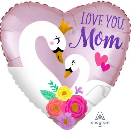 S40 18" Satin Infused Love You Mom Swans Standard Satin XL®