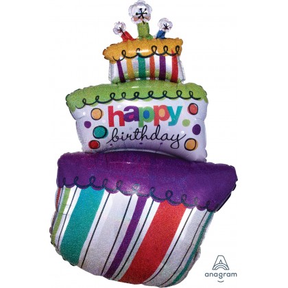 P40 37" Funky Birthday Cake Holographic SuperShape™