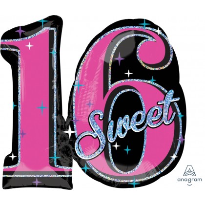 P40 28" Sweet 16 Sparkle Holographic SuperShape™