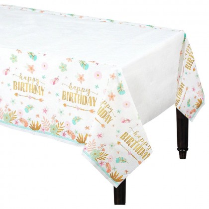 BOHO Birthday Girl Plastic Table Cover