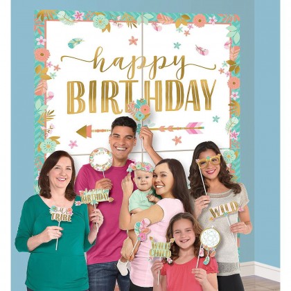 BOHO Birthday Girl Scene Setters w/Props - Paper