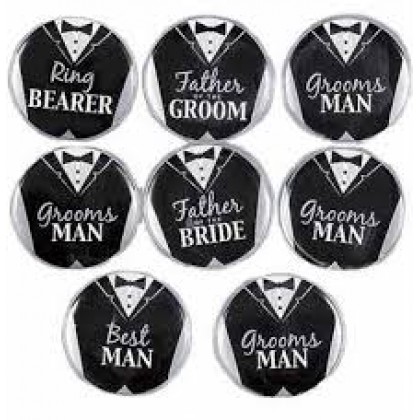 Bridal Party Buttons - Groom Metal