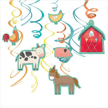 Barnyard Birthday Value Pack Spiral Decorations - Paper