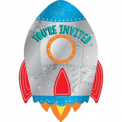 Blast Off Birthday Postcard Invitations - Foil