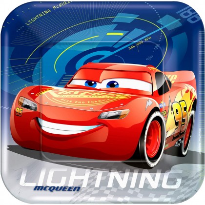 Disney Pixar Cars 3 Square Plates 9in