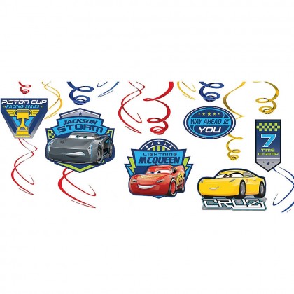 Disney Pixar Cars 3 Value Pack Spiral Decorations Paper