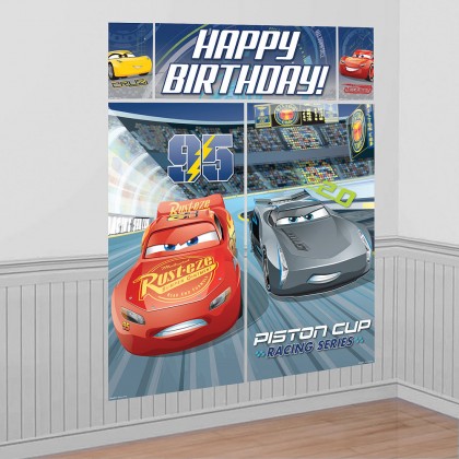 Disney Pixar Cars 3 Scene Setters Wall Decorating Kit Plastic