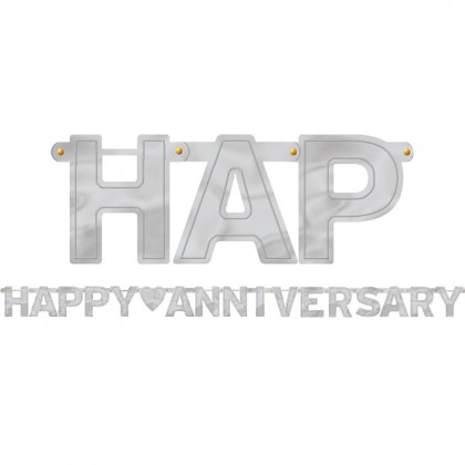 Happy Anniversary Foil Letter Banner Silver