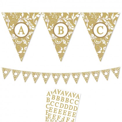 Personalizable Pennant Banner Elegant Scroll   Gold