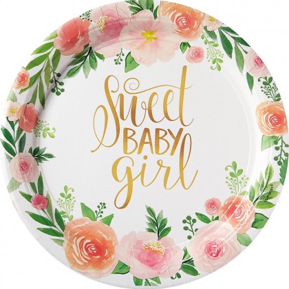 Floral Baby Round Plates 10 1/2 in