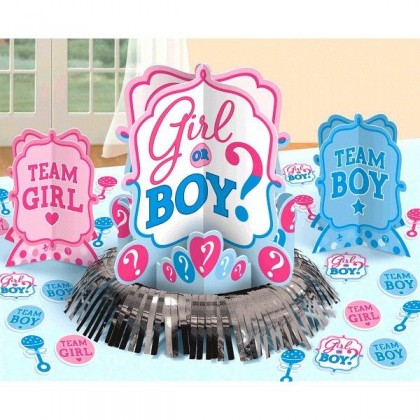 Girl or Boy Table Decorating Kit - Paper and Foil Fringe