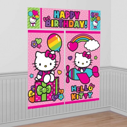 Hello Kitty Rainbow Scene Setters Wall Decorating KIt Plastic