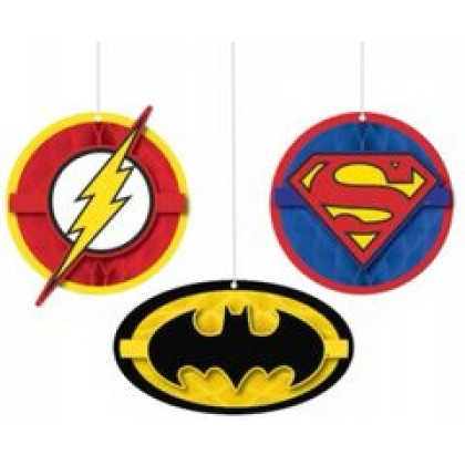 Justice League Heroes Unite Honeycomb Decs. - Tissue w/Paper Cutouts