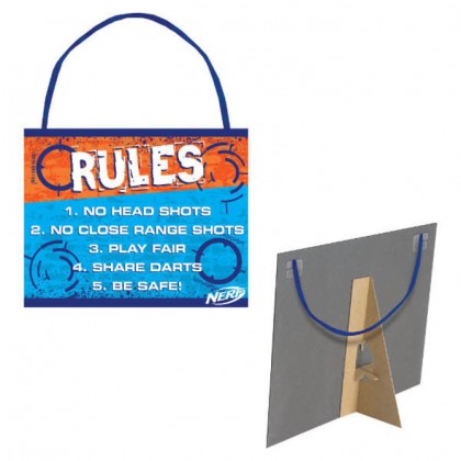 Nerf Rules Easel Sign Cardboard with Ribbon Hanger