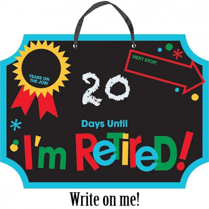 Officially Retired Countdown Sign - Cardboard w/Ribbon Hanger