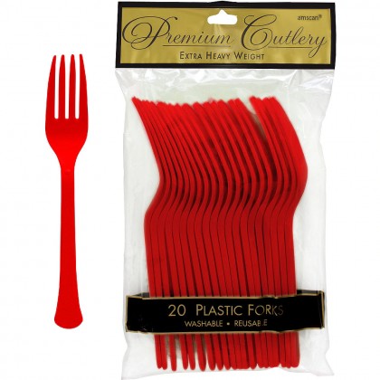 Plastic Fork Apple Red