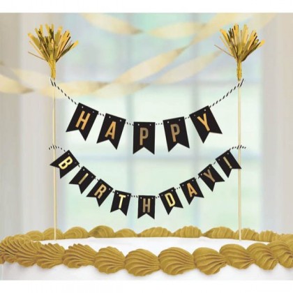 Gold Birthday Cake Pick - Hot-Stamped Paper