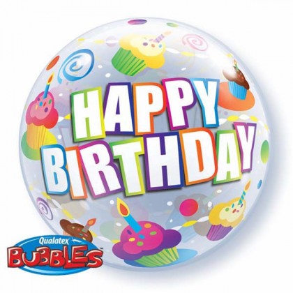 Q 22" Birthday Colour Cupcakes Bubble Balloon