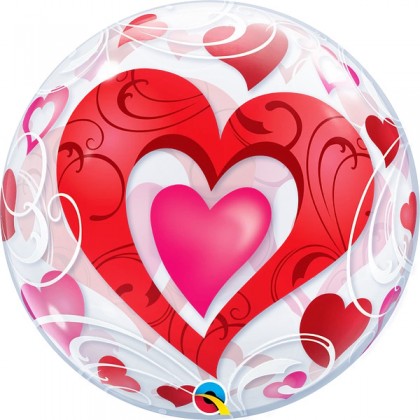 Q 22" Heart In Heart With Heart Design Bubble Balloon