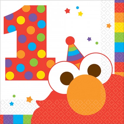 Sesame Street Elmo Turns One Beverage Napkins