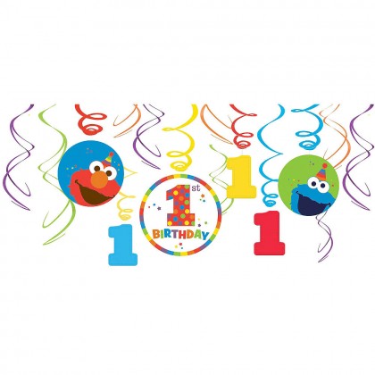 Sesame Street Elmo Turns One Value Pack  Swirl Decorations