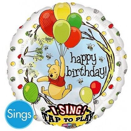 P75 28" Pooh Birthday Jumbo Sing-A-Tune® XL® Foil Balloon