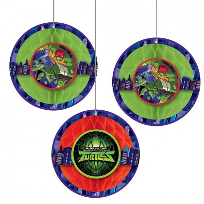 Rise Of The TMNT ™ Honeycomb Decorations - Tissue w/Paper Cutouts