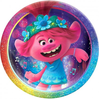 ©Trolls World Tour Round Prismatic Plates, 9 in