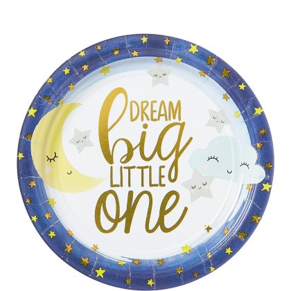 Twinkle Twinkle Little Star Round Metallic Plates 7 in