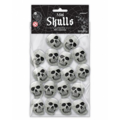 18 Mini Skulls Trick Or Treat Plastic 5 x 2.54 cm