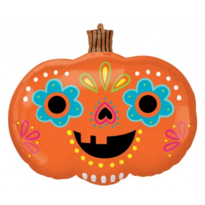 P35 Day of the Dead Pumpkin SuperShape Foil Balloon