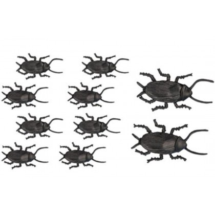10 Cockroaches Brown Plastic Length 5 cm