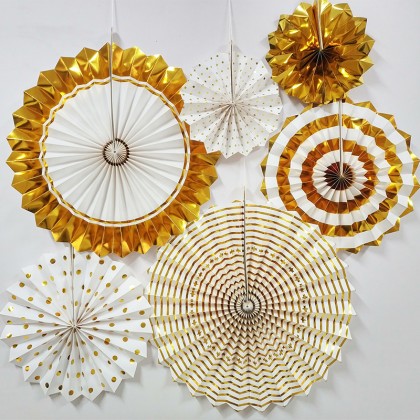 Hot Stamp Paper Fan - Gold