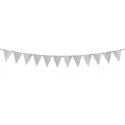Mini Pennant Banner-Sparkle Silver