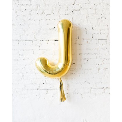 Blue Aurette 34in Gold Individual Foil Letter with Gold Skirt