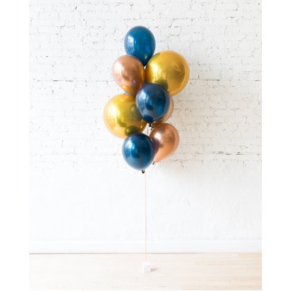 Blue Aurette - Orbs and 11in Balloons - bouquet of 10