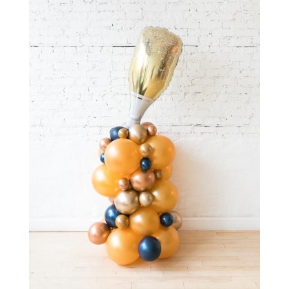 Blue Aurette - Champagne Bottle Balloon Column - 4ft
